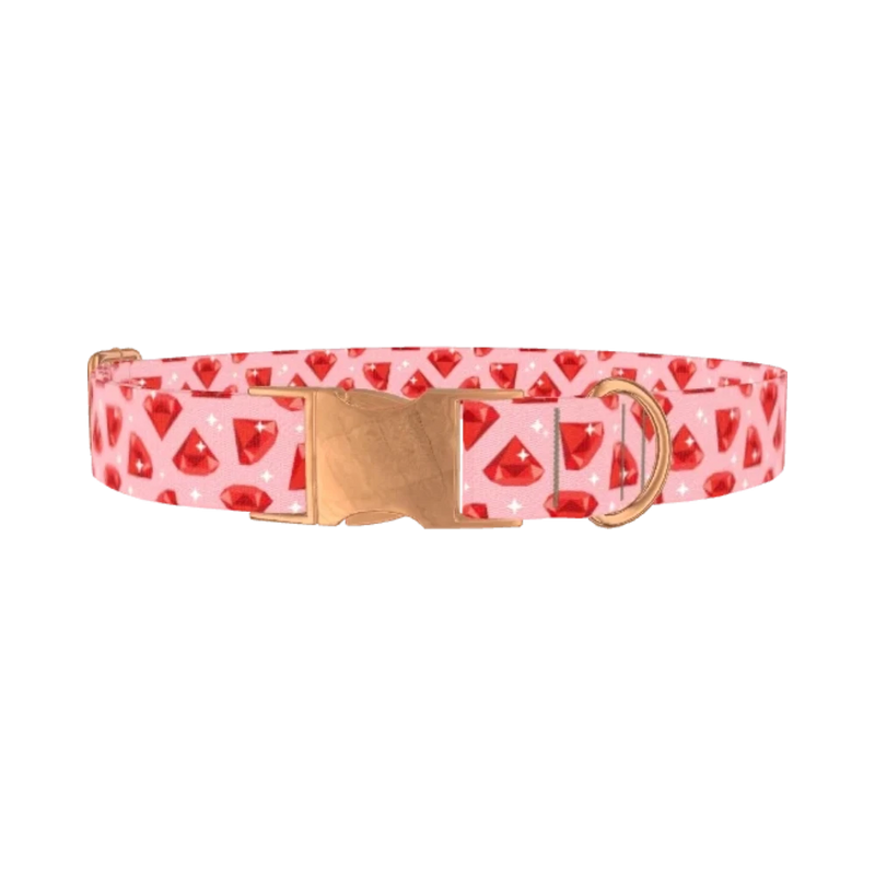 Geometric Ruby Dog Collar - metal rose gold