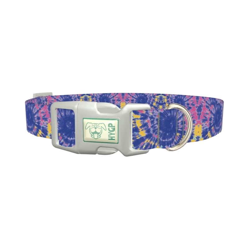 Tie-Dye Spiral Dog Collar - plastic silver