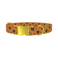 Halloween Cat Pattern Dog Collar - metal gold