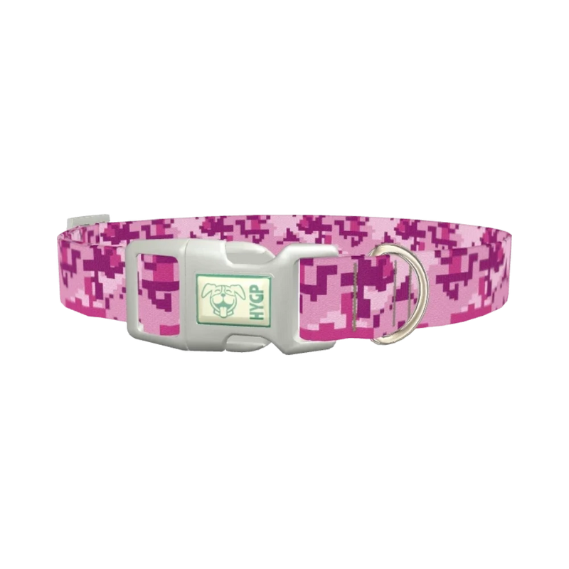 Pink Digital Camo Dog Collar - plastic silver