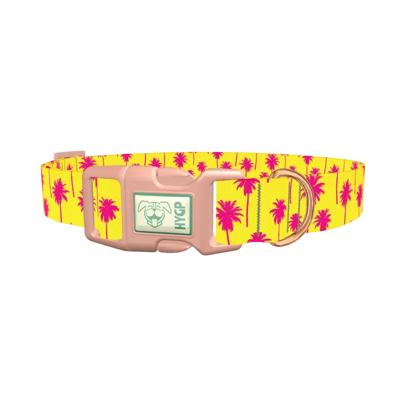 Tropical Palm Tree Dog Collar - plastic rose gold