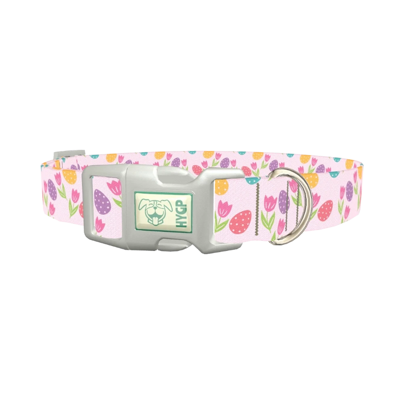 Easter Floral Dog Collar - plastic silver
