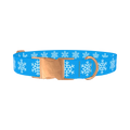 Blue Snowflake Pattern Dog Collar - metal rose gold