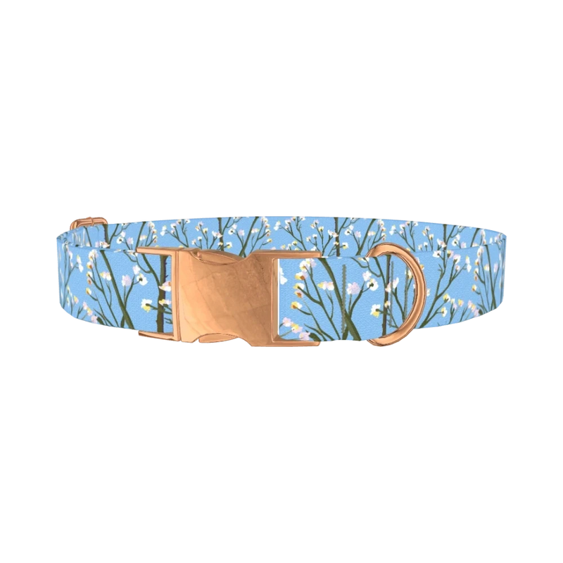 Floral Branches Dog Collar - metal rose gold