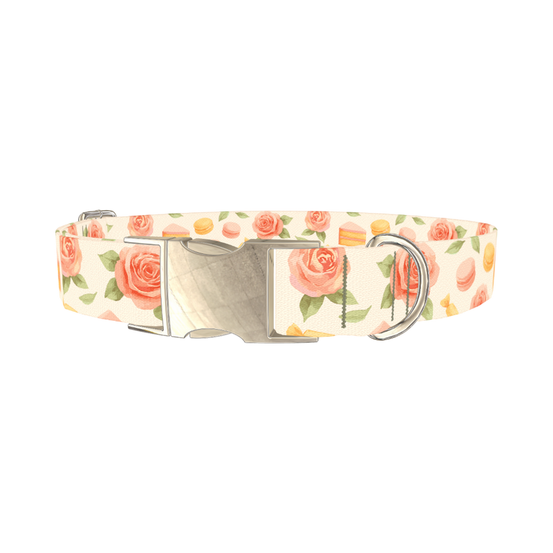 Floral Sweets Dog Collar - metal silver