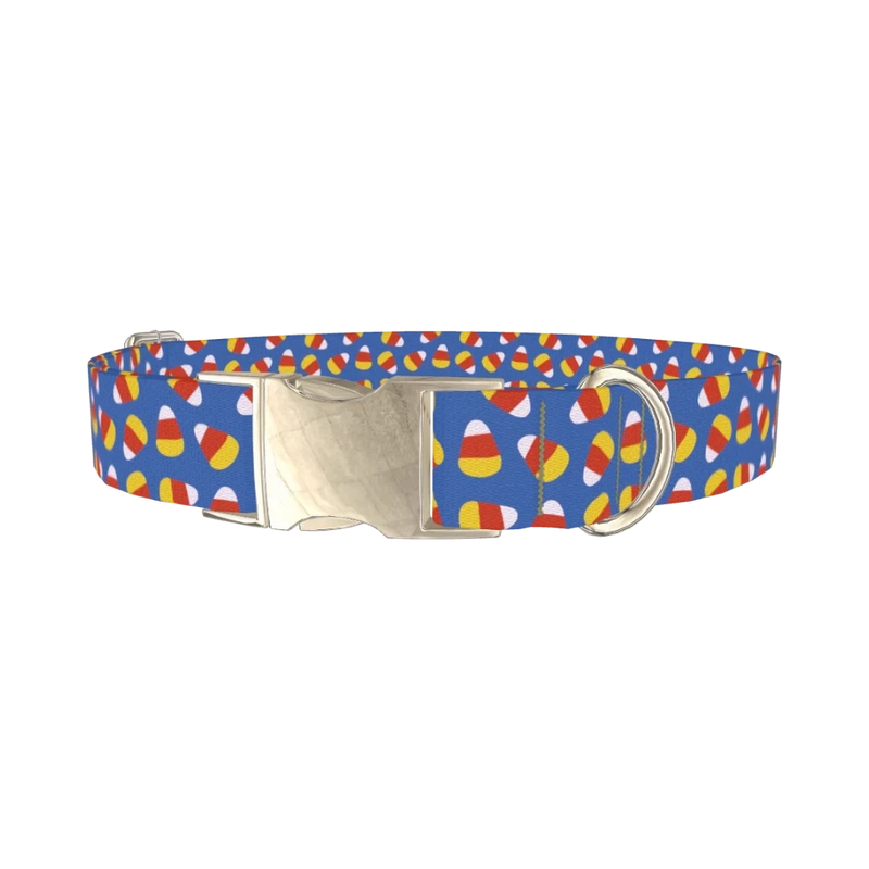 Halloween Candy Corn Dog Collar - metal silver