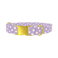 Purple Daisy Pattern Dog Collar - metal gold