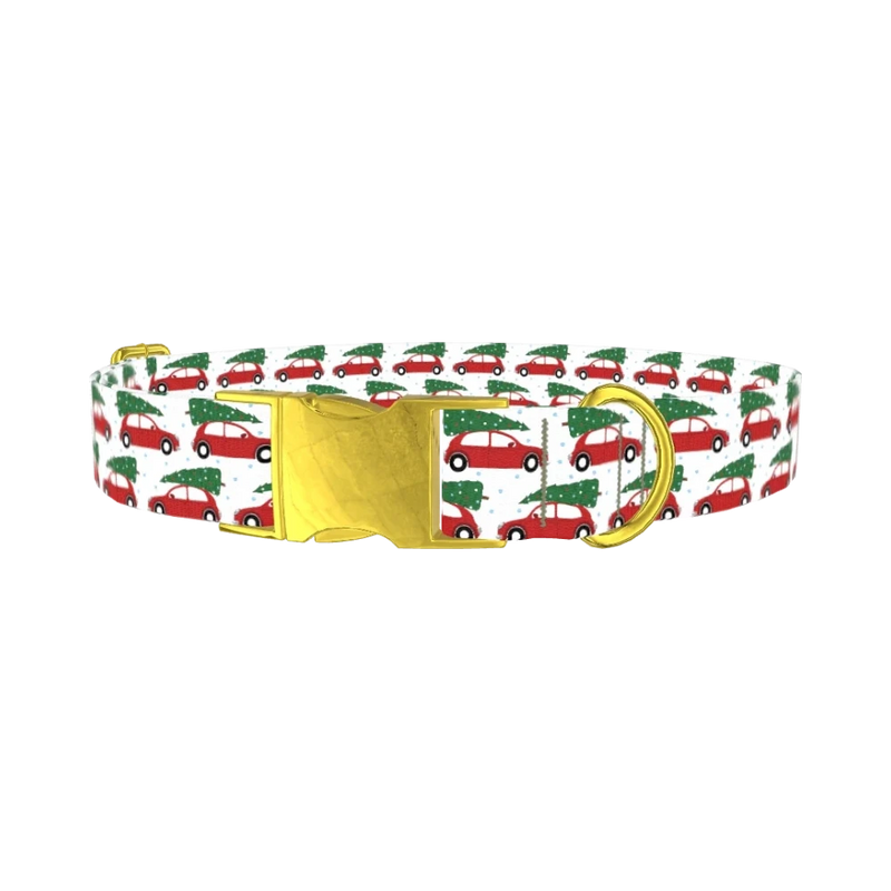 Christmas Car Dog Collar - metal gold