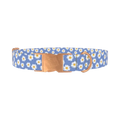 Blue Polka Dot Daisy Dog Collar - metal rose gold