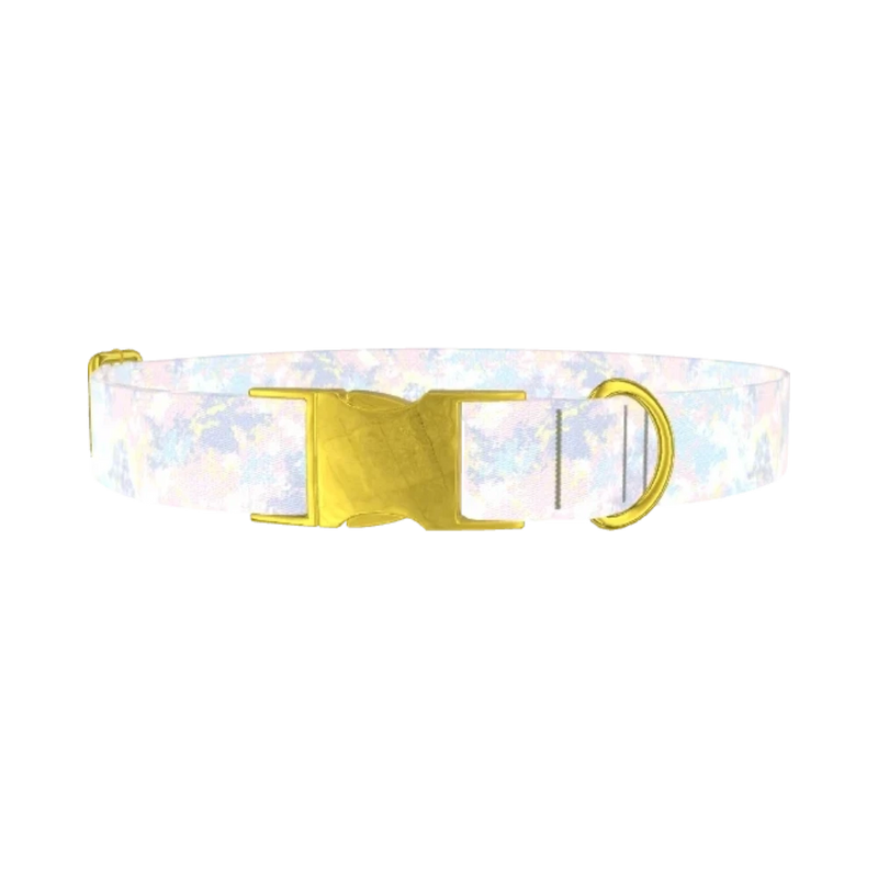 Pastel Paint Splatter Dog Collar - metal gold