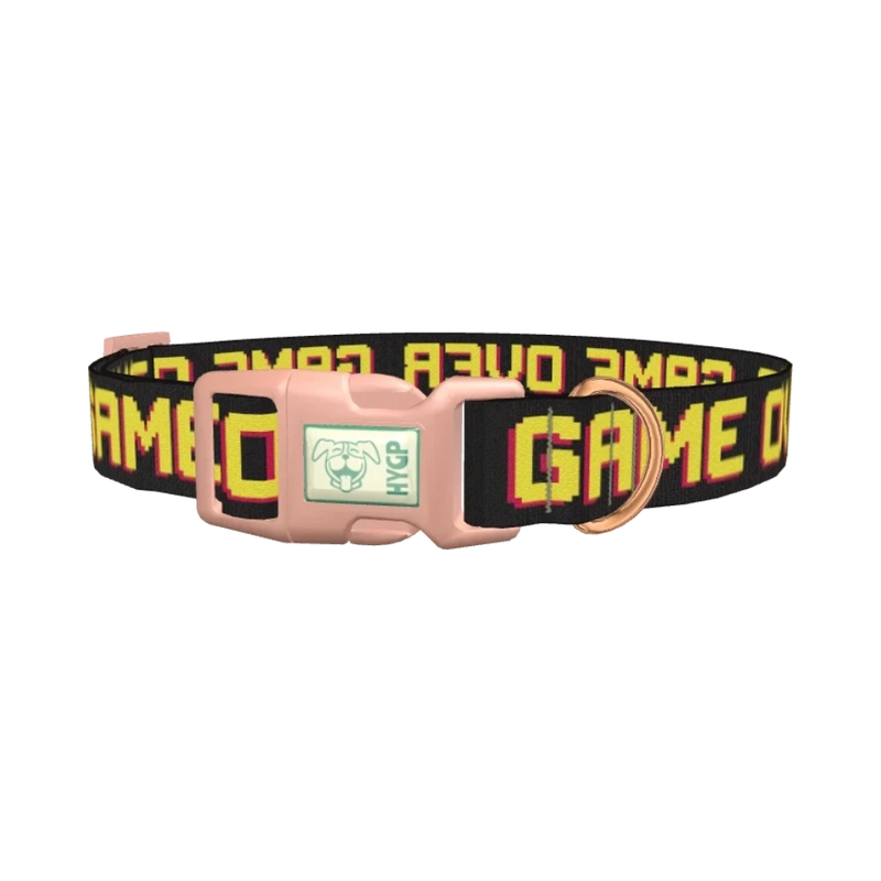 Retro Gamer Dog Collar - plastic rose gold