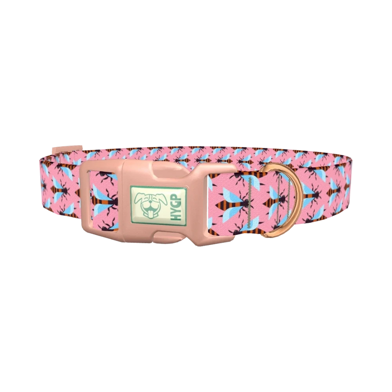 Bee Pattern Dog Collar - plastic rose gold