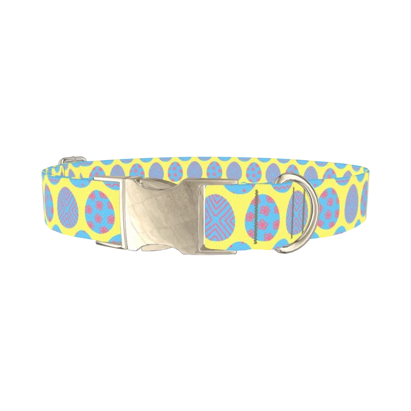 Easter Egg Pattern Dog Collar - metal silver