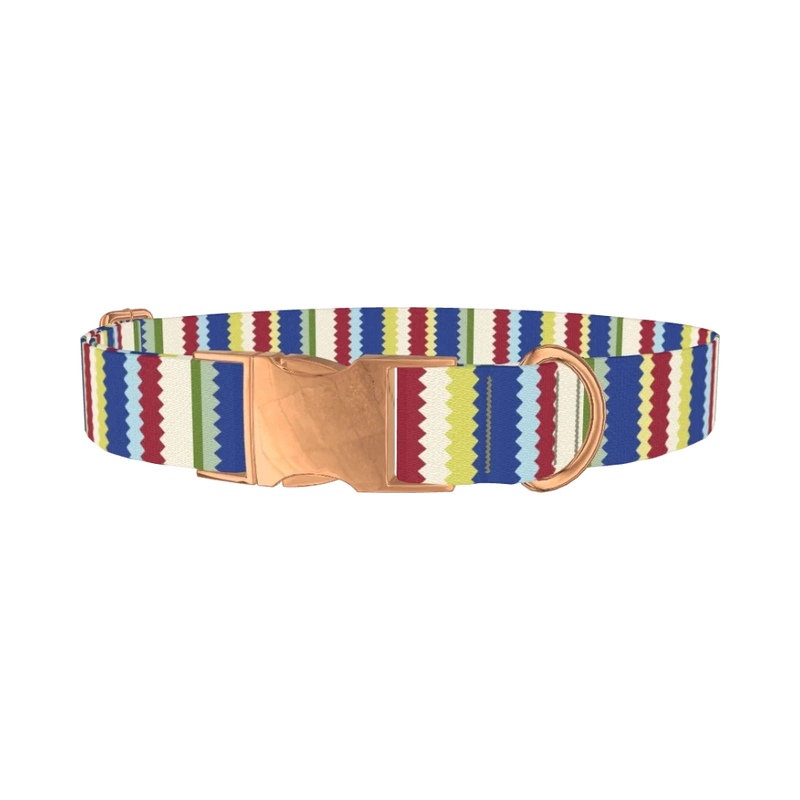 Scallop Stripe Dog Collar - metal rose gold