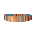 Striped Woven Dog Collar - metal rose gold