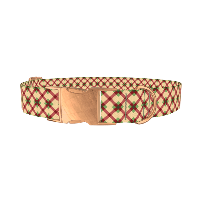 Geometric Cross Dog Collar - metal rose gold