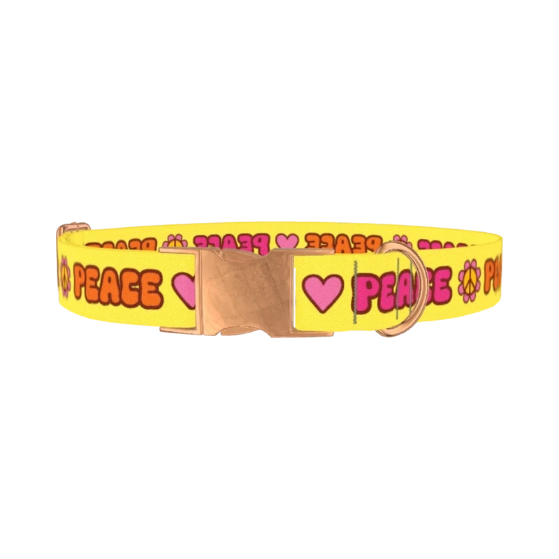 Peace Hippie Dog Collar - metal rose gold