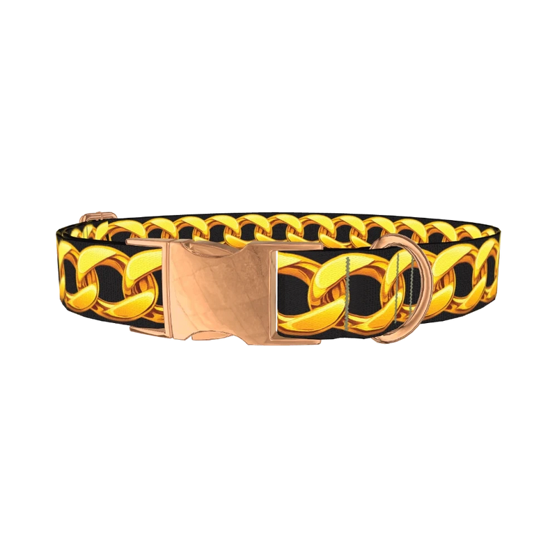 Gold Chain Link Dog Collar - metal rose gold