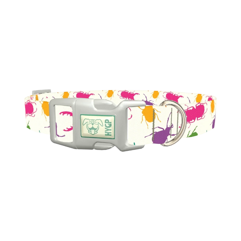 Colorful Beetle Dog Collar - plastic silver