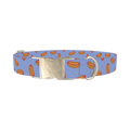 Blue Hotdog Print Dog Collar - metal silver