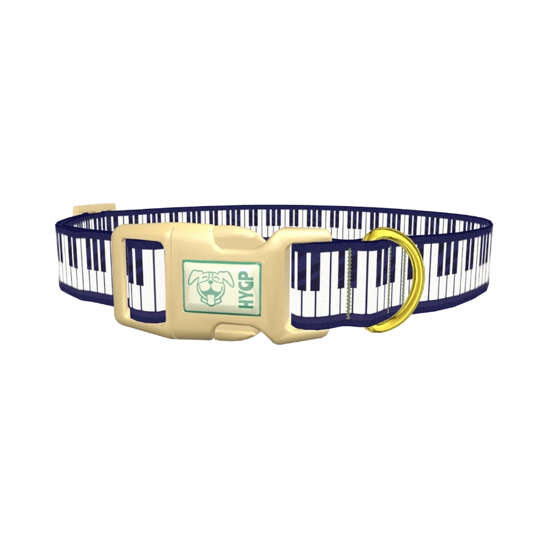 Piano Key Pattern Dog Collar - plastic gold