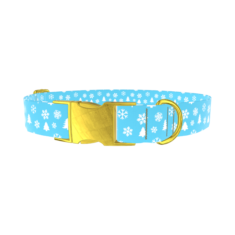 Winter Snowflake Dog Collar - metal gold