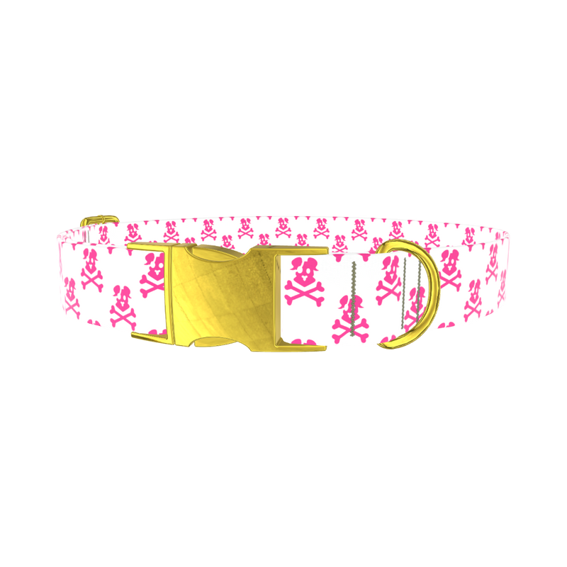 Pirate Dog Skull Dog Collar - metal gold