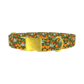 Bright Meadow Flowers Dog Collar - metal gold
