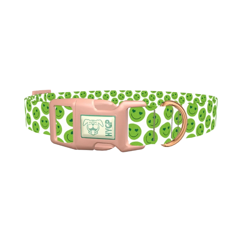 Smiley Face Dog Collar - plastic rose gold
