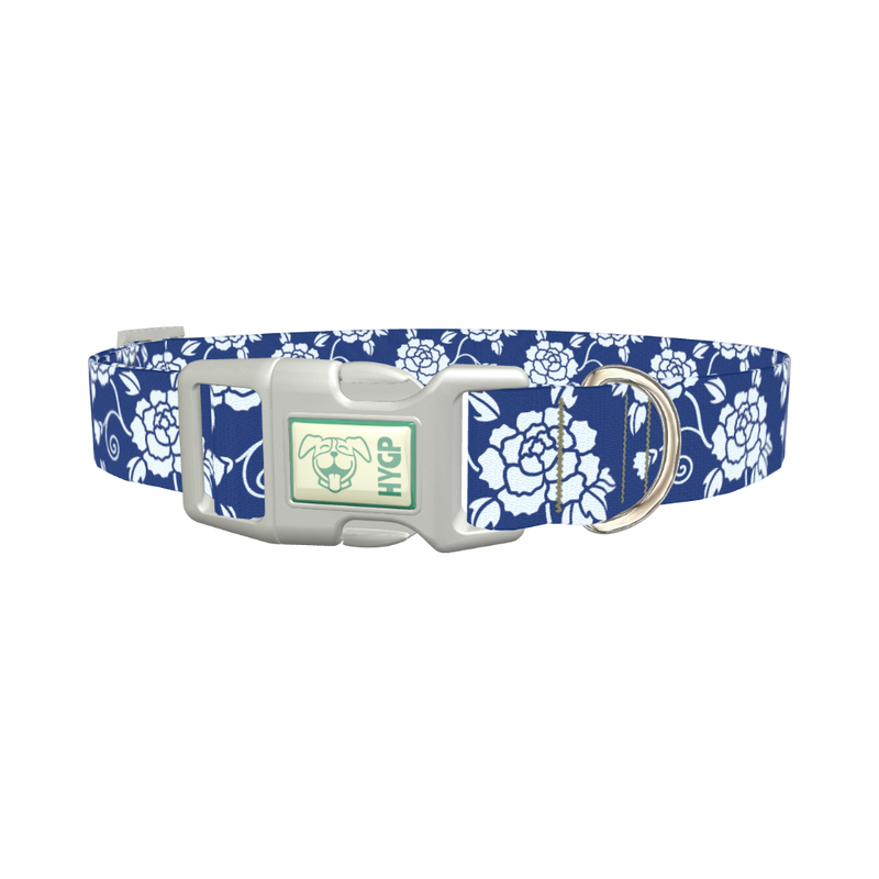 Floral Pattern Dog Collar - plastic silver