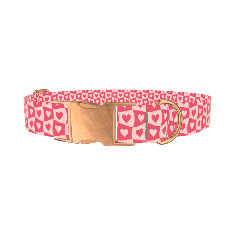 Groovy Heart Dog Collar - metal rose gold