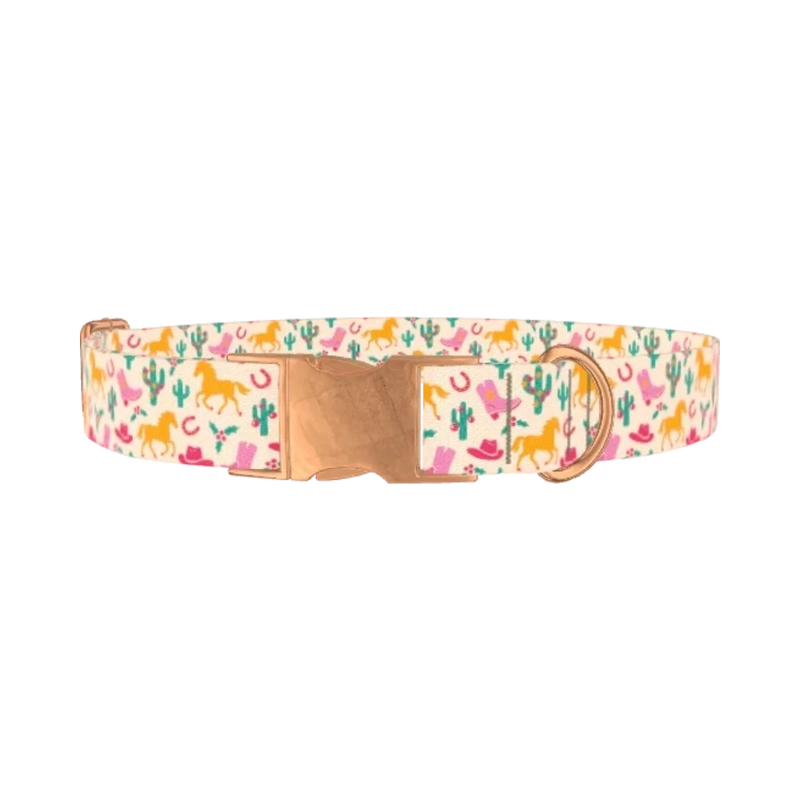Christmas Western Dog Collar - metal rose gold