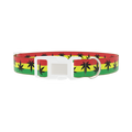 Rasta Leaf Dog Collar - plastic silver