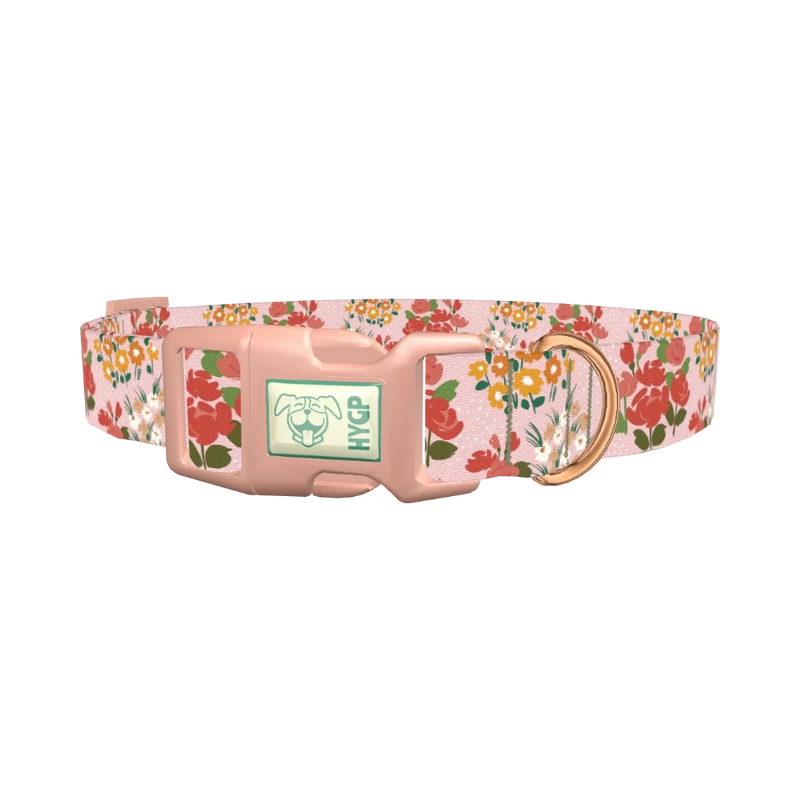 Pink Floral Bouquet Dog Collar - plastic rose gold
