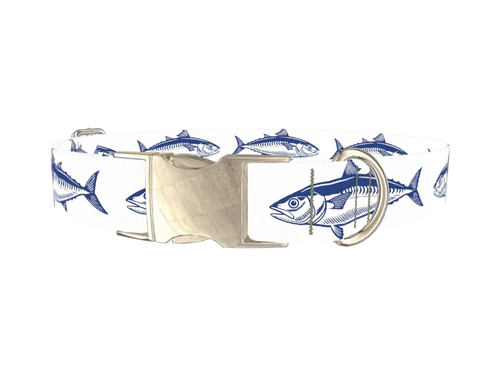 Dark Blue Fish Pattern Dog Collar