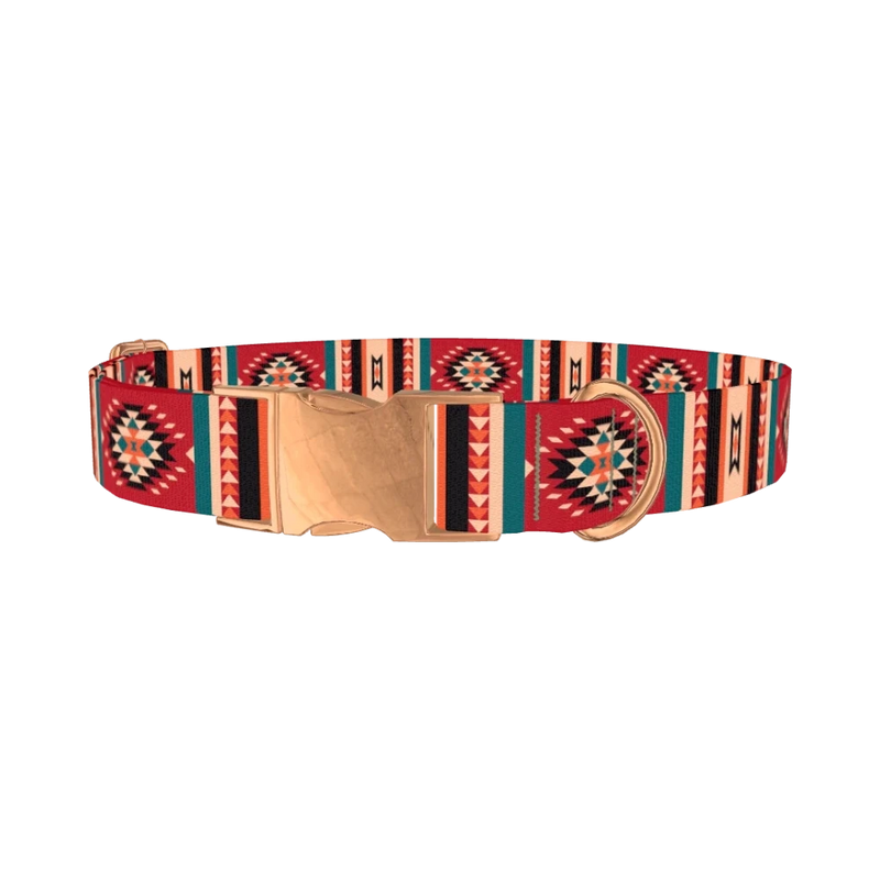 Tribal Geometric Dog Collar - metal rose gold