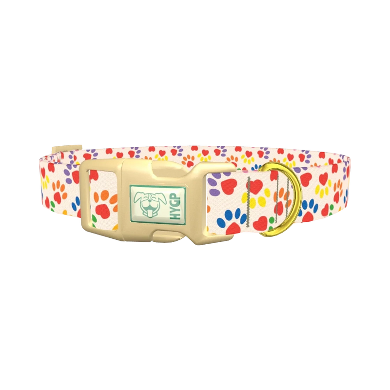 Heart Paw Dog Collar - plastic gold