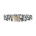 Geometric Black and White Dog Collar - metal silver