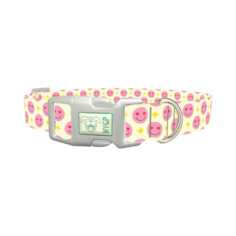 Valentine Smiley Dog Collar - plastic silver