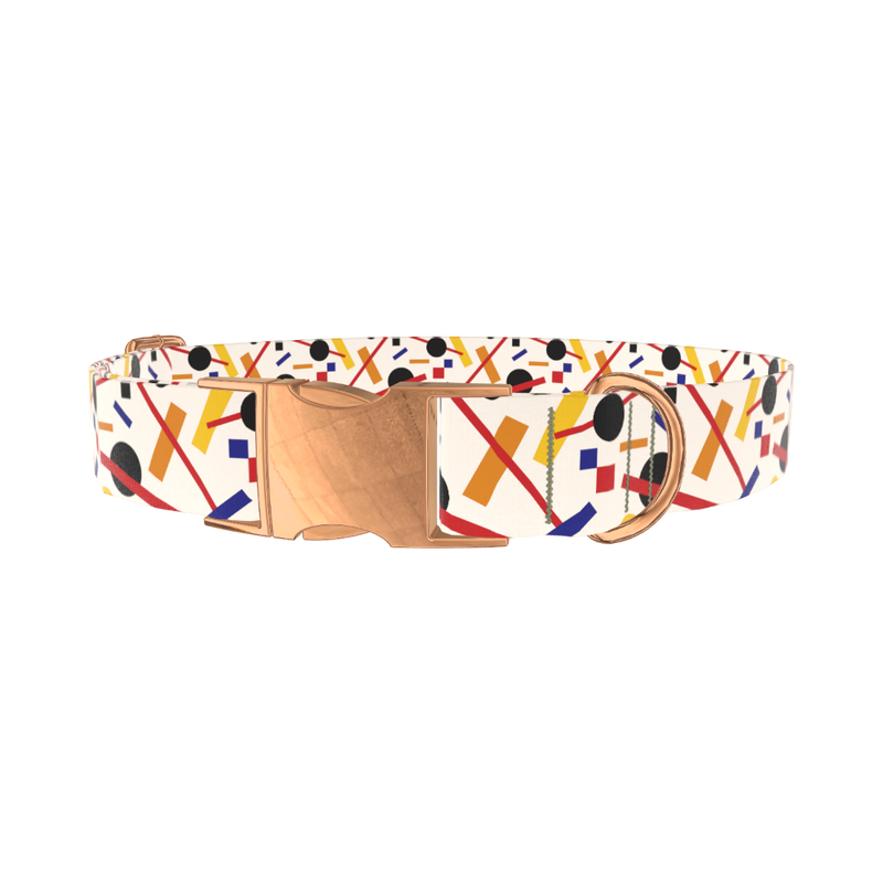 Geometric Abstract Dog Collar - metal rose gold