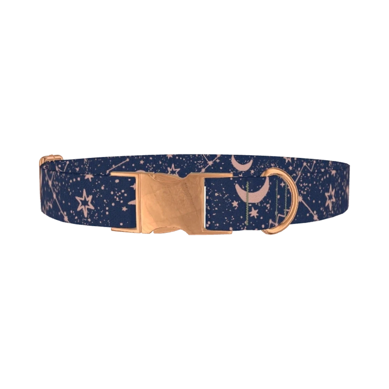 Cosmic Starry Night Dog Collar - metal rose gold