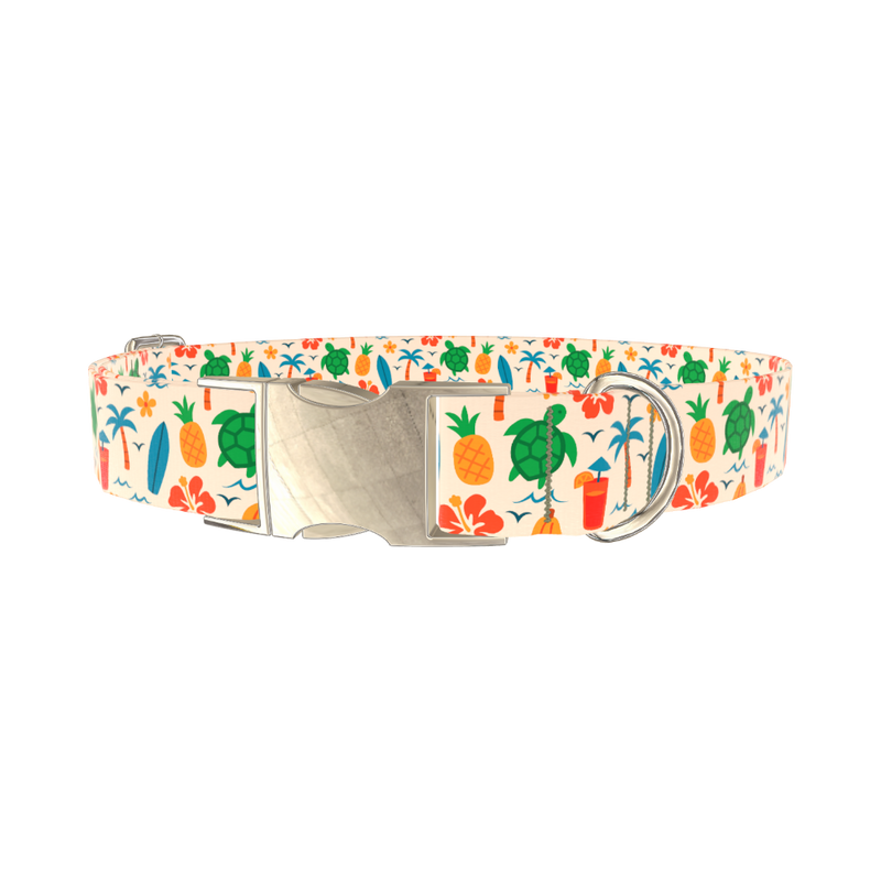 Beach Turtle Dog Collar - metal gold