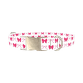 Pink Ribbon Dog Collar - metal silver