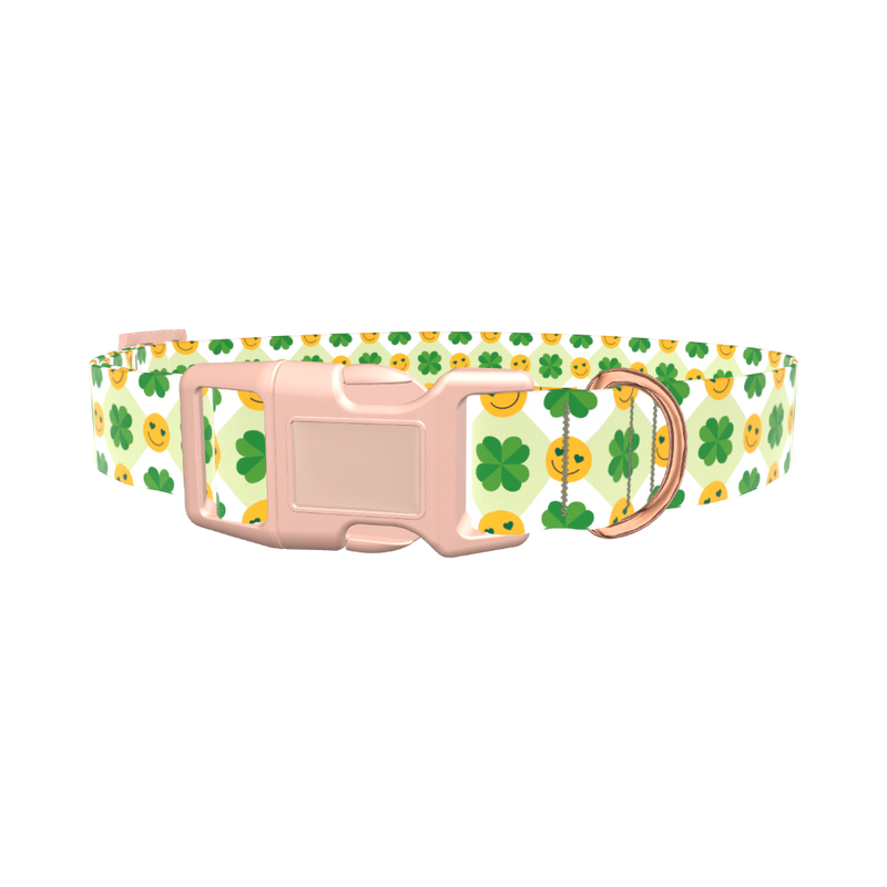 St. Patrick's Smiley Dog Collar - plastic gold