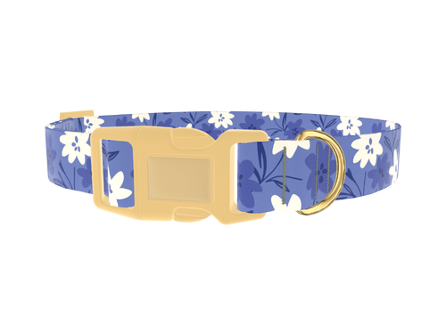 Blue Floral Pattern Dog Collar