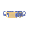 Blue Floral Pattern Dog Collar - plastic gold