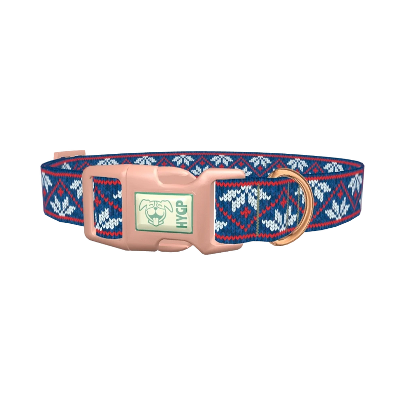 Christmas Knitted Stars Dog Collar - plastic rose gold