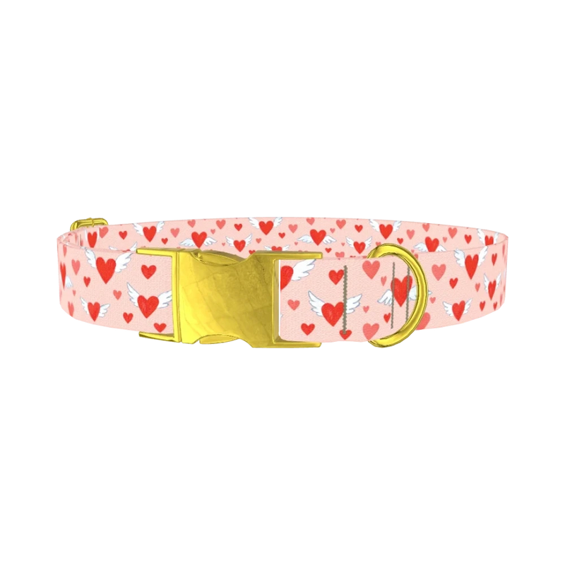 Flying Heart Dog Collar - metal gold