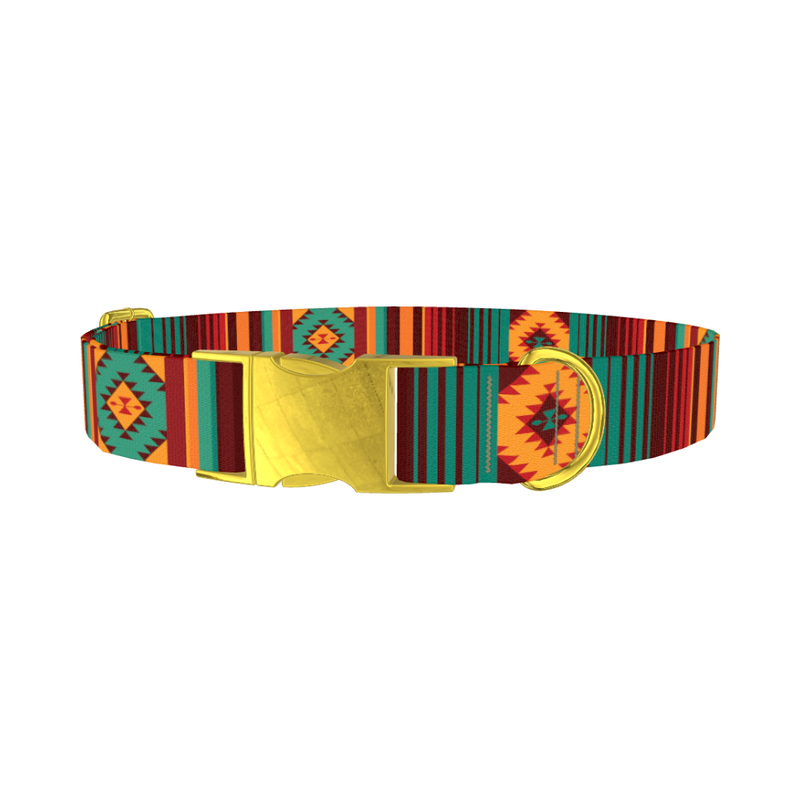 Tribal Stripes Dog Collar - metal gold