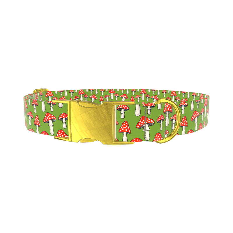 Fly Agaric Mushroom Dog Collar - metal rose gold